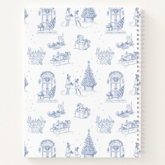 Blue White Christmas Toile Notizblock (Rückseite)