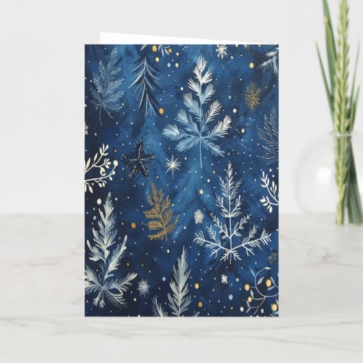 Blue White Christmas Tree Holiday Card Karte (Rückseite)