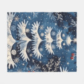 Blue White Christmas Tree Holiday Fleece Blanket (Vorderseite (Horizontal))