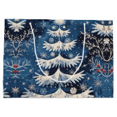 Blue White Christmas Tree Holiday Geschenktasche Große Geschenktüte (Rückseite)
