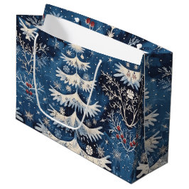 Blue White Christmas Tree Holiday Geschenktasche Große Geschenktüte