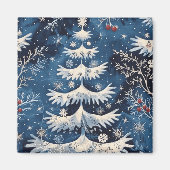 Blue White Christmas Tree Holiday Magnet (Vorne)
