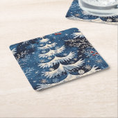Blue White Christmas Tree Holiday Paper Untersetze Rechteckiger Pappuntersetzer (angewinkelt)