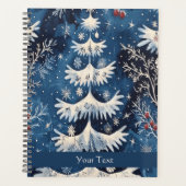 Blue White Christmas Tree Holiday Planer (Vorderseite)