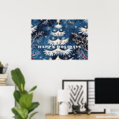Blue White Christmas Tree Holiday Poster (Heimbüro)