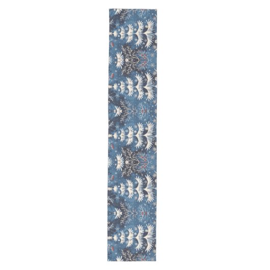 Blue White Christmas Tree Holiday Table Runner Mittelgroßer Tischläufer (Vorderseite)