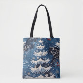 Blue White Christmas Tree Holiday Tote Bag Tasche (Vorderseite)