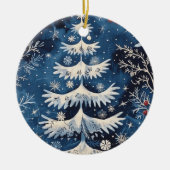 Blue White Christmas Tree Keramik Ornament (Vorne)