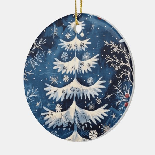 Blue White Christmas Tree Keramik Ornament (Links)