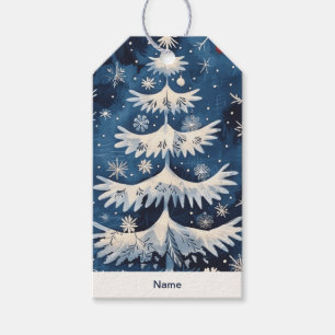 Blue White Christmas Tree Weihnachtsgeschenk Tag Geschenkanhänger