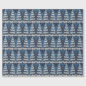 Blue White Christmas Tree Weihnachtswrapping Paper Geschenkpapier (Flach)