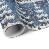 Blue White Christmas Tree Weihnachtswrapping Paper Geschenkpapier (Rolleneckpunkt)