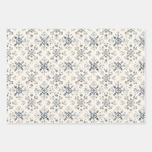 Blue White Christmas Trees Deer Geschenkpapier Set (Vorderseite 2)