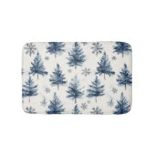 Blue White Christmas Trees Snowflakes Badematte (Vorderseite)