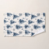 Blue White Christmas Trees Snowflakes Badhandtuch Set (Handtuch)