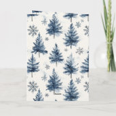 Blue White Christmas Trees Snowflakes	 Karte (Rückseite)