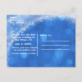 Blue & White Cinderella Carriage Wedding Retten Da Ankündigungspostkarte (Rückseite)