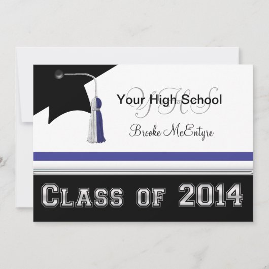Blue & White Class of 2014 Abschluss Einladung (Vorderseite)