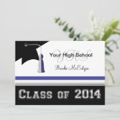 Blue & White Class of 2014 Abschluss Einladung (Stehend Vorderseite)
