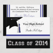 Blue & White Class of 2014 Abschluss Einladung (Vorne/Hinten)