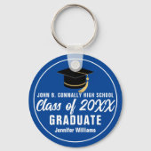 Blue White Class of 2025 Personalisiert Graduate Schlüsselanhänger (Vorderseite)