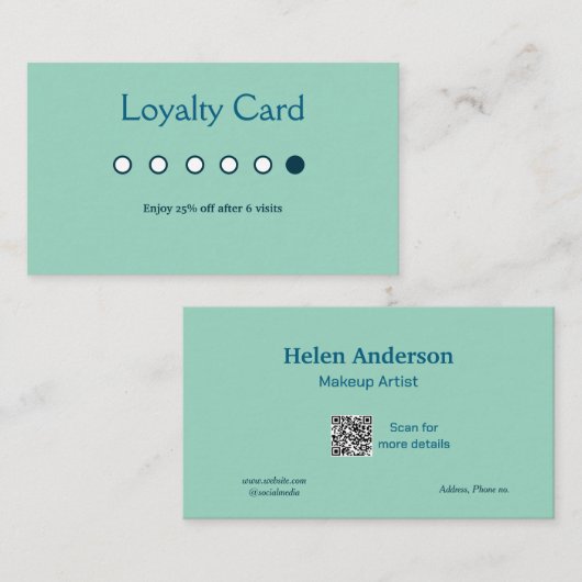 Blue White Classic Business Salon Loyekarten Visitenkarte (Vorne/Hinten)