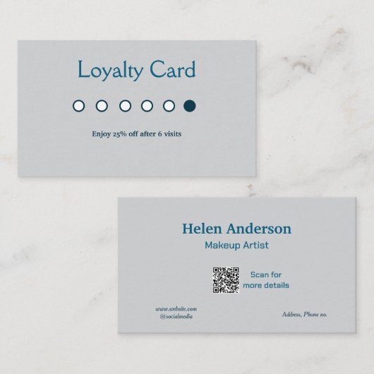 Blue White Classic Business Salon Loyekarten Visitenkarte (Vorne/Hinten)