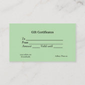 Blue White Classic Geschenkgutscheine Visitenkarte (Rückseite)