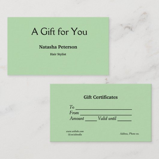 Blue White Classic Geschenkgutscheine Visitenkarte (Vorne/Hinten)