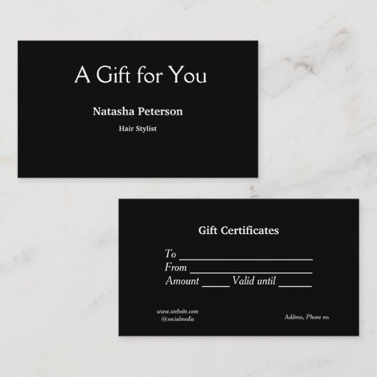 Blue White Classic Geschenkgutscheine Visitenkarte (Vorne/Hinten)