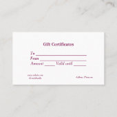 Blue White Classic Geschenkgutscheine Visitenkarte (Rückseite)