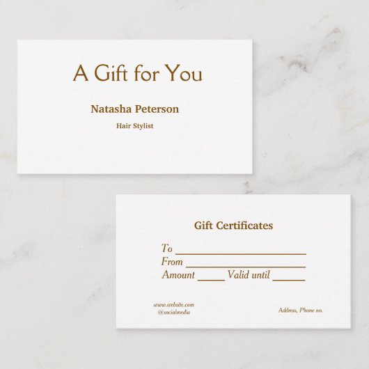 Blue White Classic Geschenkgutscheine Visitenkarte (Vorne/Hinten)