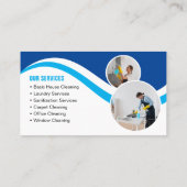 Blue White Cleaning Service Housekeeping Maid Visitenkarte (Rückseite)