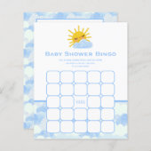 Blue White Clouds & Sun Baby Dusche Bingo Spiel (Vorne/Hinten)