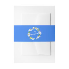 Blue White Country Daisy Floral Wedding Einladungsbanderole