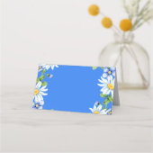 Blue White Country Daisy Floral Wedding Platzkarte (Rückseite)