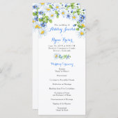 Blue White Country Daisy Floral Wedding Program Programm (Vorne/Hinten)
