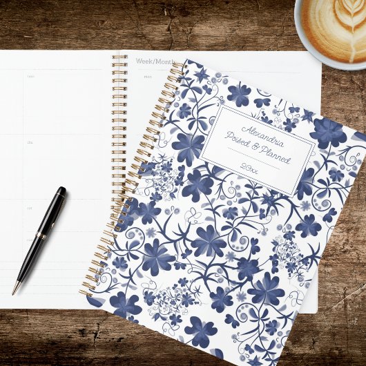 Blue & White Country Floral Planer