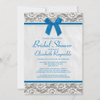 Blue & White Country Lace Bridal Dusche Einladung
