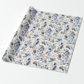 Blue White Cream Nordic Christmas Pine Cones Geschenkpapier (Ungerollt)