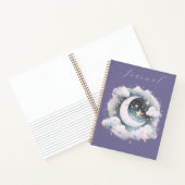 Blue & White Crescent Moon Celestial Boho Journal Notizblock (Innenseite)