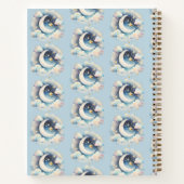 Blue White Crescent Moon Celestial Boho Sketchbook Notizblock (Rückseite)