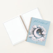 Blue White Crescent Moon Celestial Boho Sketchbook Notizblock (Innenseite)