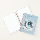 Blue White Crescent Moon Celestial Boho Sketchbook Notizblock (Innenseite)