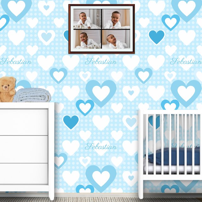 Blue White Custom Baby Name Decke Tapete (Von Creator hochgeladen)