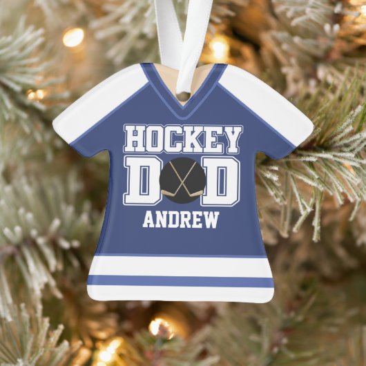 Blue/White Custom Hockey Vater Jersey Ornament (Baum)