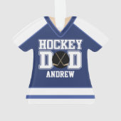 Blue/White Custom Hockey Vater Jersey Ornament (Rückseite)