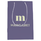 blue & white custom initial name modern mittlere geschenktüte (Vorderseite)