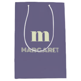 blue & white custom initial name modern mittlere geschenktüte