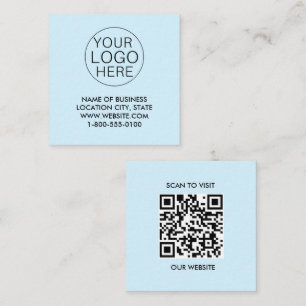 Blue White Custom Logo und QR Code Quadratische Visitenkarte